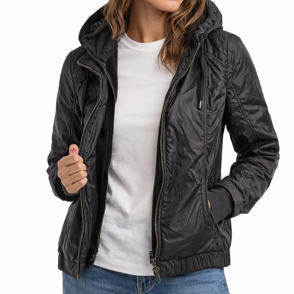 Lululemon Uba Hoodie Lux Black Nylon Fleece Coat 4